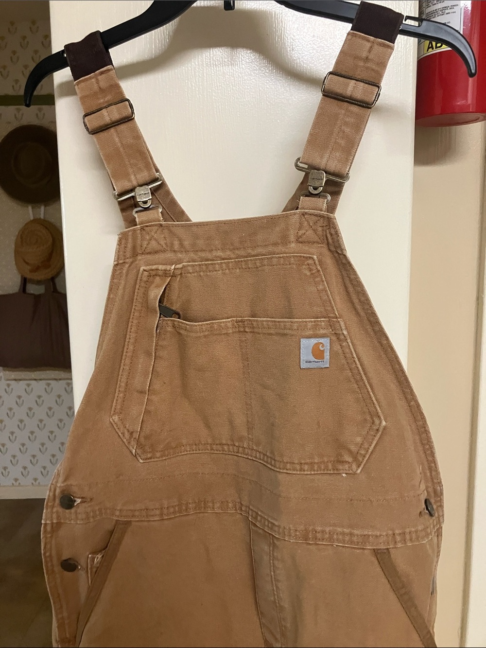 Carhartt Tan Duck Bib Overalls - Women's Work Jumpsuit - Picture 3 of 9